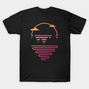 Vaporwave Sun & Mountains T-Shirt